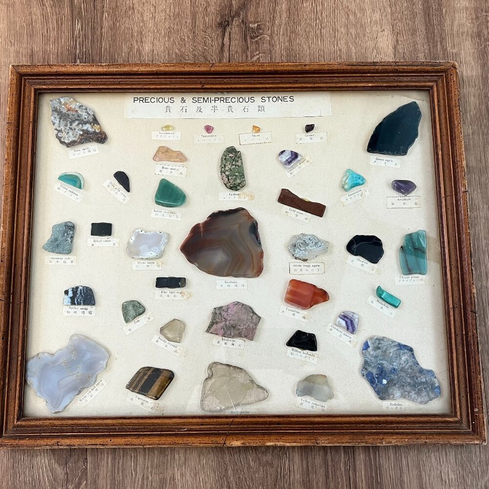 Vintage Mounted Rocks, Gemstones and Minerals Collection